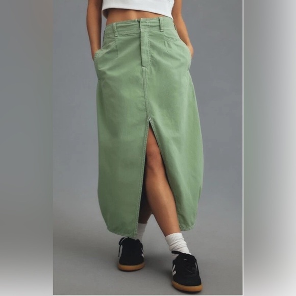 Anthropologie Pilcro Barrel Denim Midi Skirt green size 6 - Picture 3 of 10